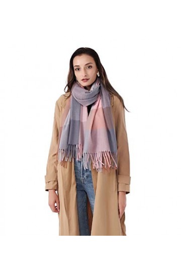 DiaryLook Écharpe de couverture chaude à carreaux pour lhiver, longues écharpes pour femmes à carreaux doux, écharpe en lain