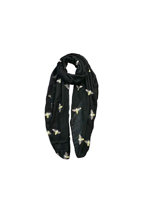 Foulard à paillettes en forme dabeilles - Noir - Taille Unique