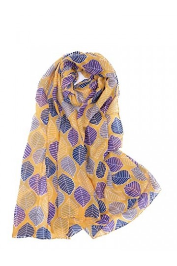 Claudia & Jason® Écharpe toutes saisons Motif feuilles darbre Grande taille - Noir - Taille Unique