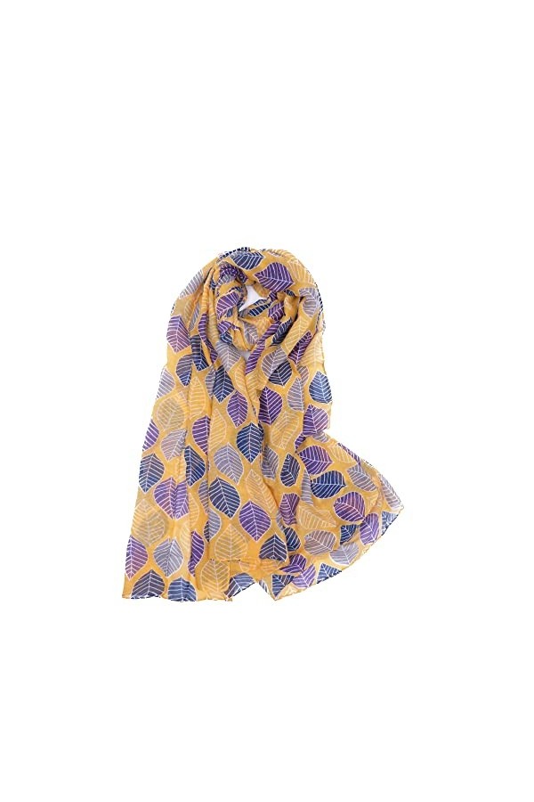 Claudia & Jason® Écharpe toutes saisons Motif feuilles darbre Grande taille - Noir - Taille Unique