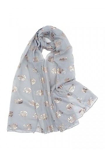 Foulard à paillettes en or rose avec motif éléphant - Gris - Taille Unique