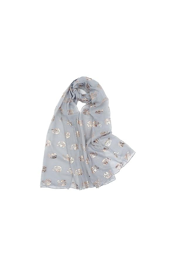 Foulard à paillettes en or rose avec motif éléphant - Gris - Taille Unique