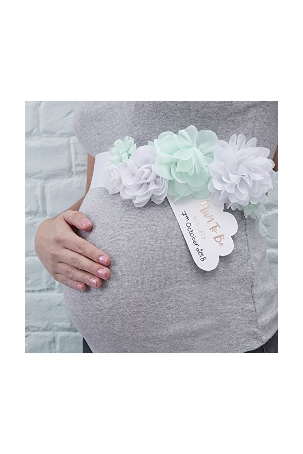 Ginger Ray- Vison et Feuille Hello World, Mum to Be Baby Shower Sash, Menthe et Or Rose, Taille Unique