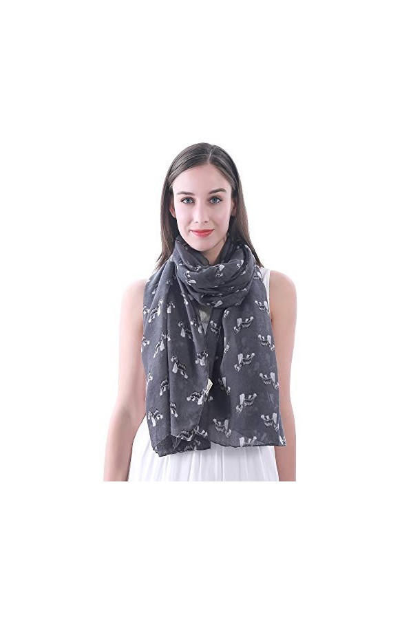 Lina & Lily Châle Foulard Femme Bufanda Imprimé Schnauzer miniature Chien Gris
