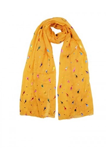 Claudia & Jason® Écharpe à paillettes en forme de girafe avec imprimé or rose, moutarde, Taille Unique