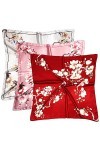 Lot de 3 foulards en soie de 89 cm pour femme et fille blanc, rose, rouge 