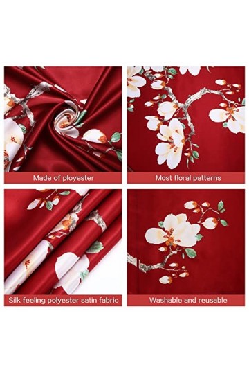 Lot de 3 foulards en soie de 89 cm pour femme et fille blanc, rose, rouge 