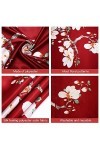 Lot de 3 foulards en soie de 89 cm pour femme et fille blanc, rose, rouge 