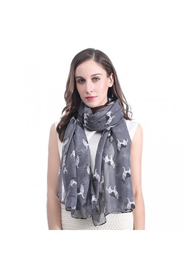 Lina & Lily Écharpe Foulard imprimé Berger Allemand Gris 