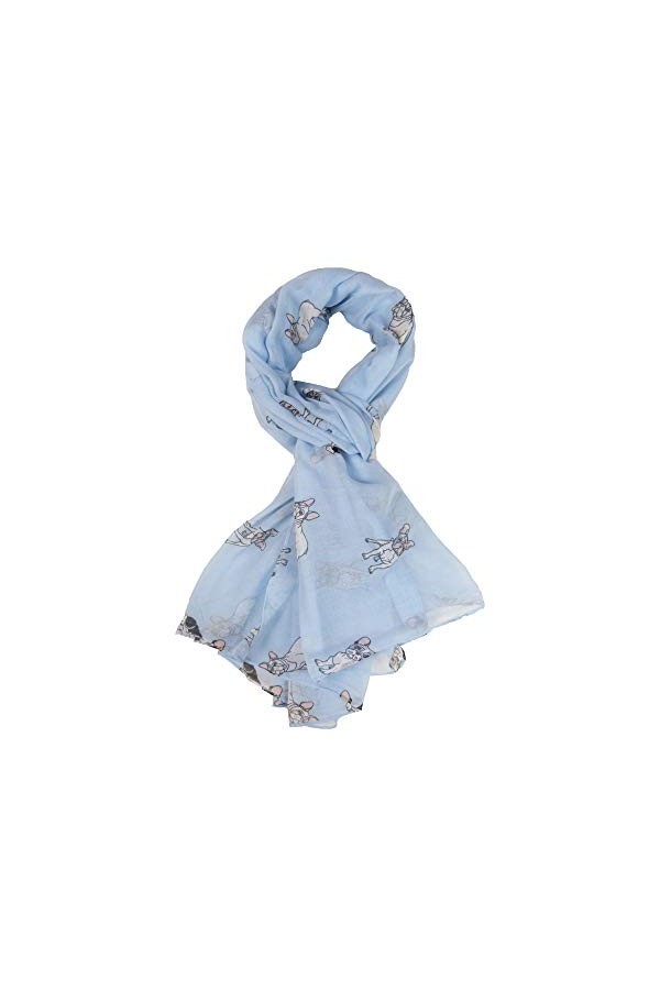 Écharpe mignonne avec imprimé de bouledogue français pour les amateurs de chiens. - Bleu - Taille unique