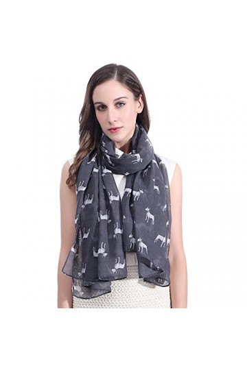 Lina & Lily Écharpe Foulard imprimé Bull Terrier Gris 