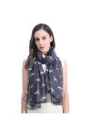 Lina & Lily Écharpe Foulard imprimé Bull Terrier Gris 