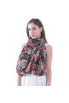 Lina & Lily Châle Foulard Femme Bufanda Imprimé Crâne Rose Noir 