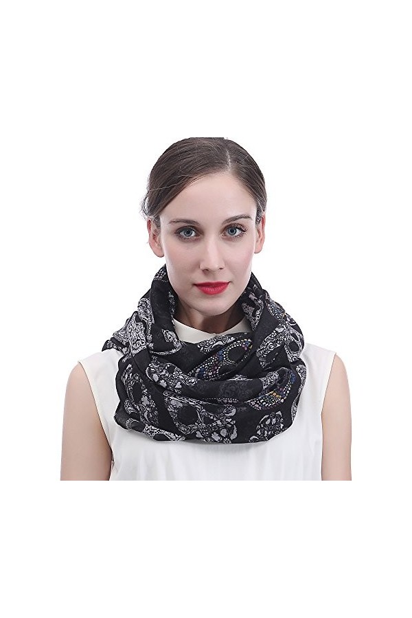 Lina & Lily écharpe tube imprimé crâne jour des morts Noir 