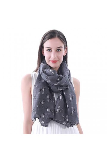 Lina & Lily Châle Foulard Femme Bufanda Imprimé Chien Boxer Dog Gris foncé 