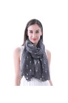 Lina & Lily Châle Foulard Femme Bufanda Imprimé Chien Boxer Dog Gris foncé 