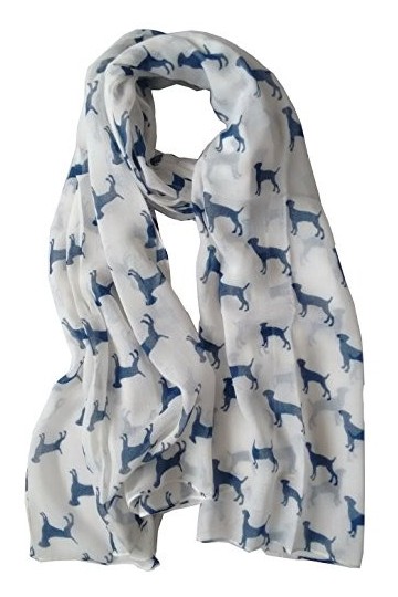 GlamLondon Écharpe pour femme Motif labrador - Blanc - Large