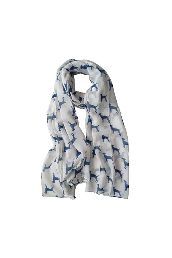 GlamLondon Écharpe pour femme Motif labrador - Blanc - Large