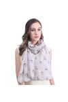 Lina & Lily Écharpe Foulard imprimé Bouledogue Bulldog Beige 
