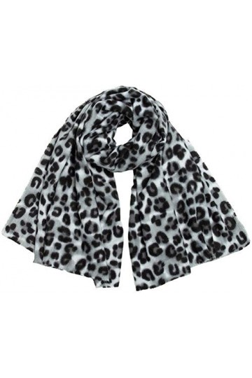 Caspar SC501 Écharpe XL douce et chaude pour femme avec imprimé léopard, Couleur:gris, Taille:Taille unique