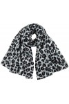 Caspar SC501 Écharpe XL douce et chaude pour femme avec imprimé léopard, Couleur:gris, Taille:Taille unique