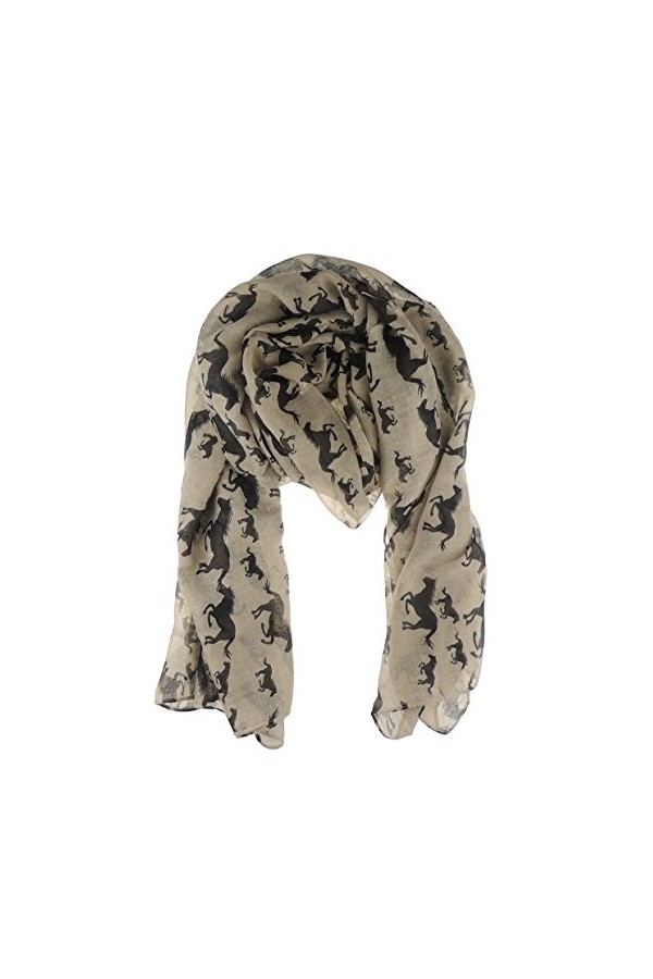 Grande écharpe légère, extra douce, pour femme, imprimé cheval - - Taille unique