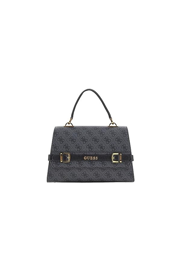 GUESS Sestri Logo Top Handle Flap Bag Coal Logo, Logo charbon, OneSize