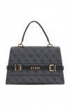 GUESS Sestri Logo Top Handle Flap Bag Coal Logo, Logo charbon, OneSize
