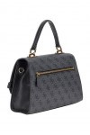 GUESS Sestri Logo Top Handle Flap Bag Coal Logo, Logo charbon, OneSize