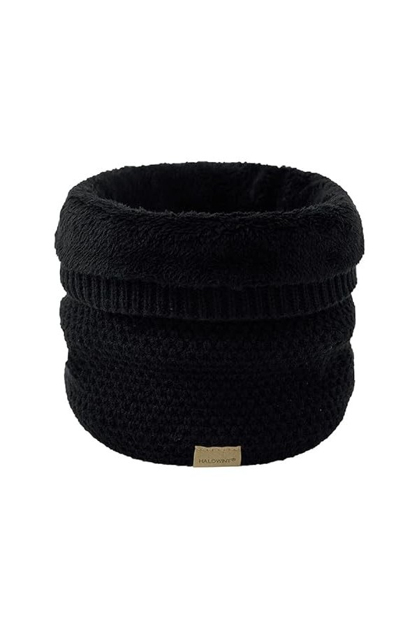 JFAN Écharpe Tricotée En Croix Douce Doublée Écharpe Chaude Coupe-vent Dhiver noir,Taille unique 