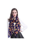 Lina & Lily Écharpe Foulard Femme Imprimé Citrouille Halloween Bleu 