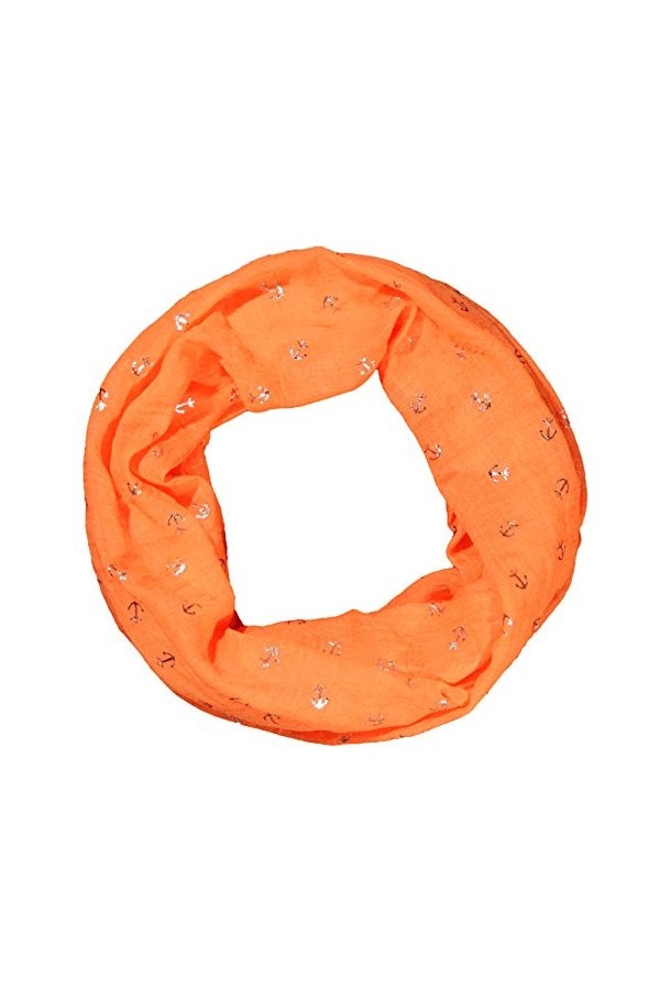 MANUMAR Écharpe en boucle pour femme avec motif ancre comme accessoire parfait pour lautomne et lhiver, Ancre orange paille