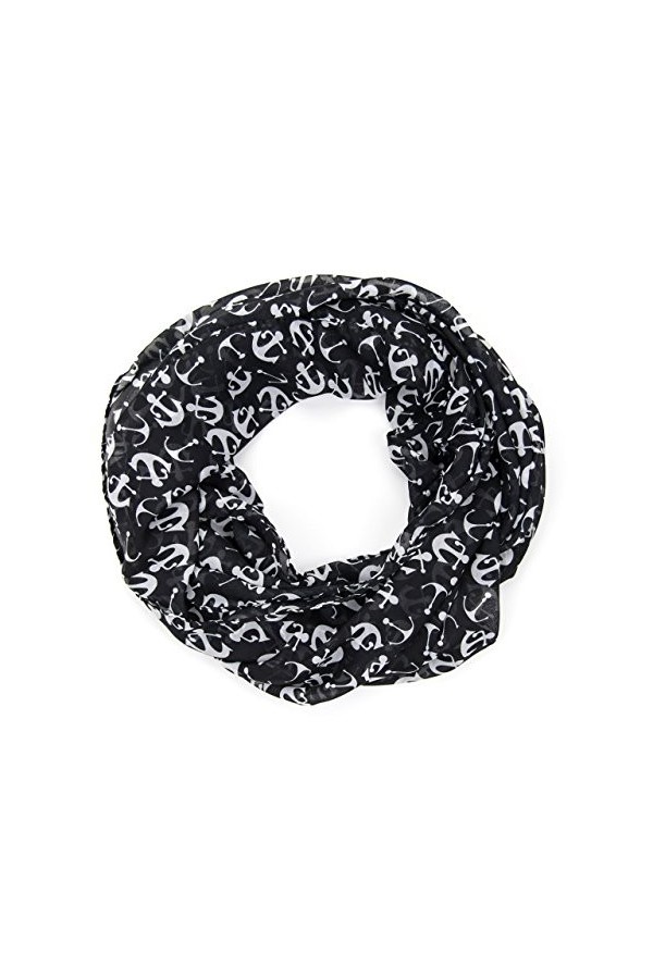 MANUMAR Écharpe en boucle pour femme avec motif ancre comme accessoire parfait pour lautomne et lhiver, Ancre orange paille