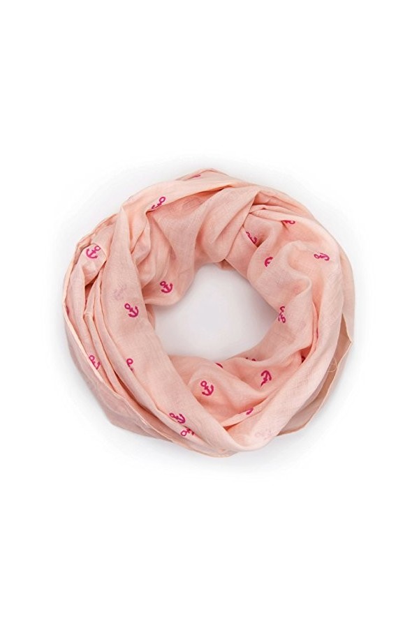 MANUMAR Écharpe en boucle pour femme avec motif ancre comme accessoire parfait pour lautomne et lhiver, Ancre orange paille