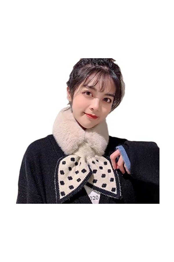 DAISHIAO Cache-cou pour femme - Col en fausse fourrure - Écharpe croisée - Col dhiver chaud - Écharpe décorative pour femme