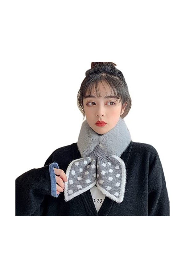 DAISHIAO Cache-cou pour femme - Col en fausse fourrure - Écharpe croisée - Col dhiver chaud - Écharpe décorative pour femme