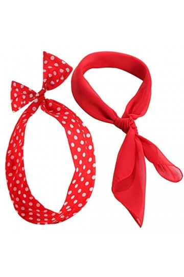 SATINIOR 2 Accessoires de Costume des Années 50 Écharpe Carré Bandeau à Pois Rouge 