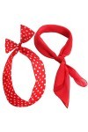 SATINIOR 2 Accessoires de Costume des Années 50 Écharpe Carré Bandeau à Pois Rouge 