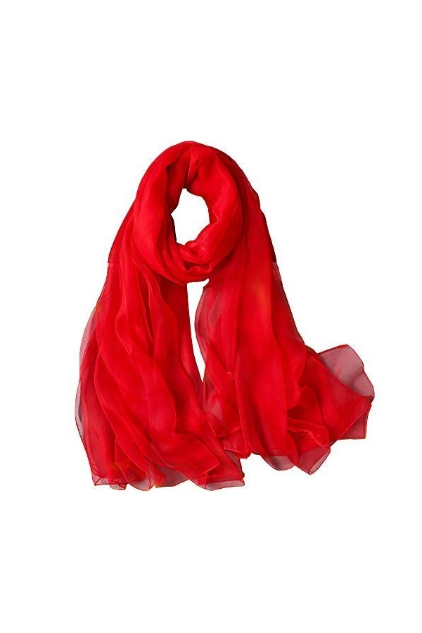 WZTP Foulards Femme Mousseline de soie étole pour Élégant Longue Écharpe de Plage Echarpes 180 * 120cm Rose