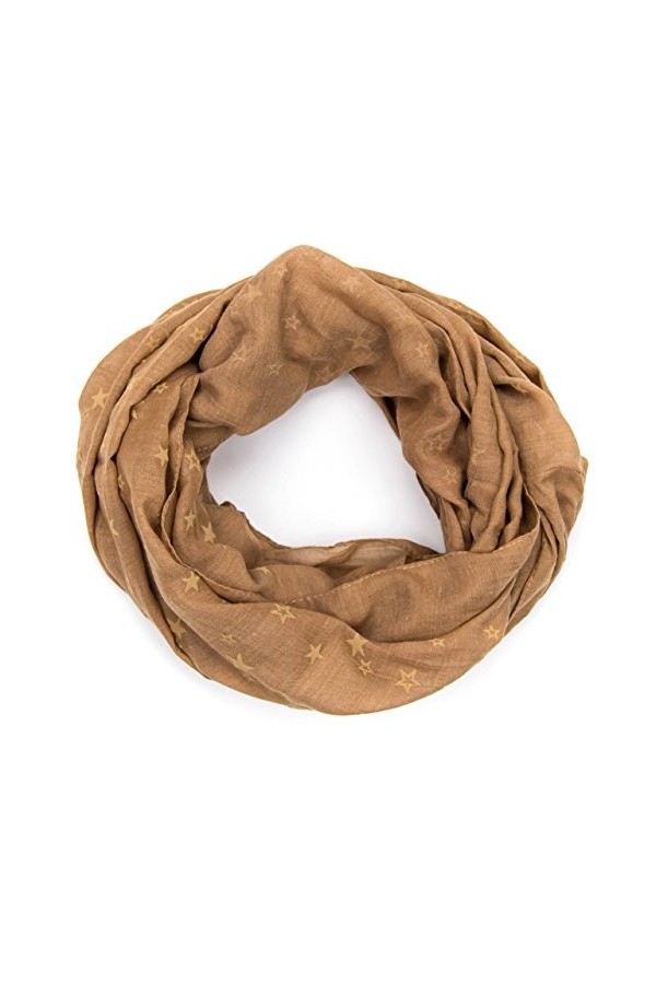 MANUMAR Écharpe pour femme avec motif étoiles comme accessoire parfait pour lautomne et lhiver, marron, taille unique