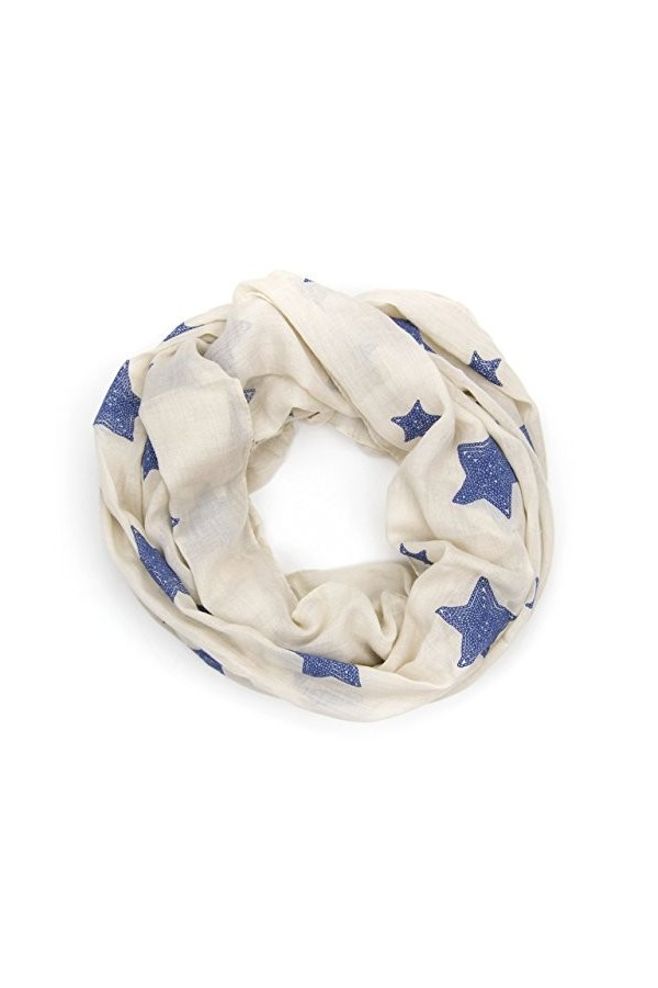 MANUMAR Écharpe pour femme avec motif étoiles comme accessoire parfait pour lautomne et lhiver, marron, taille unique