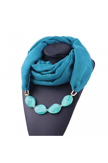 MoreChioce Écharpe Collier Foulard,Foulards Châle avec Pendentif Bijoux Lady Bague Foulard Chaud Écharpe Bague Tassel Strass 