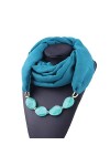 MoreChioce Écharpe Collier Foulard,Foulards Châle avec Pendentif Bijoux Lady Bague Foulard Chaud Écharpe Bague Tassel Strass 