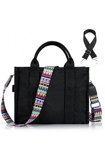 Wikay Sac à Main Cabas The Tote Bags pour Femme Sac Fourre-tout en Toile avec Fermeture éclair Grand Sacs de Voyage Tendance 