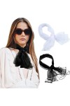2 Écharpes Carrées Rétro Mousseline de Soie Foulard Léger Noir, Blanc 