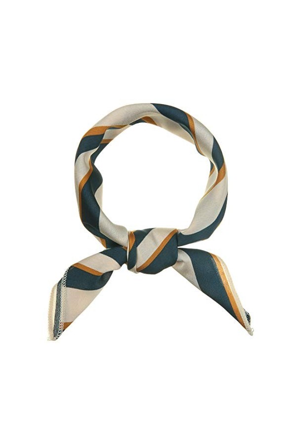 sourcing map 50cm Bande Impression Square Cou Enveloppe Écharpes Tête Écharpe Fanchon Foulard Bandana pour Femmes Vert paon 5