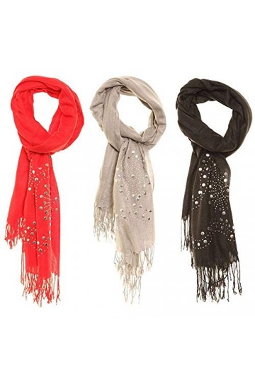 HPNK Limited Écharpe pour femme Gris doux Strass et clous, gris, ‎ 26 x 20 x 2 cm