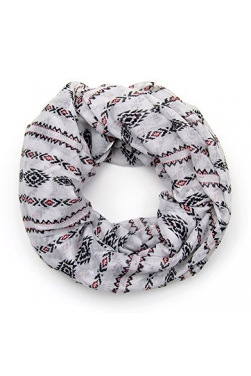 MANUMAR Écharpe à boucle pour femme en différentes couleurs avec motifs sobres., Noir et blanc., taille unique