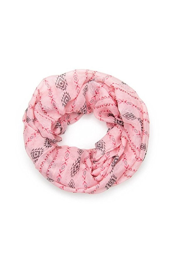 MANUMAR Écharpe à boucle pour femme en différentes couleurs avec motifs sobres., Noir et blanc., taille unique