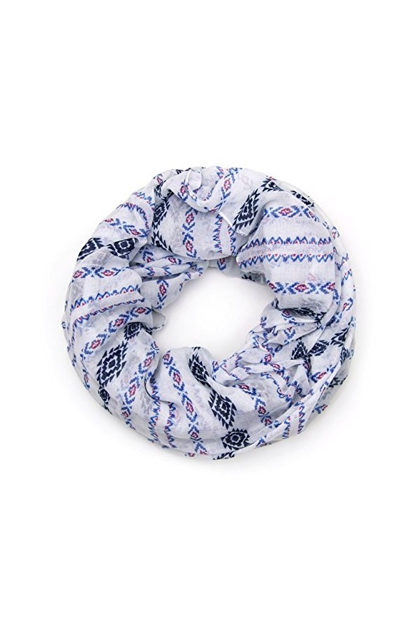 MANUMAR Écharpe à boucle pour femme en différentes couleurs avec motifs sobres., Noir et blanc., taille unique